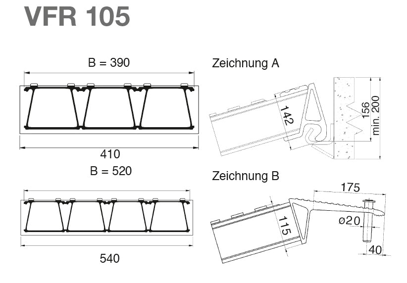 Schwerlast-Verladeschiene VFR 105 aus Aluminium bis 20.000 kg – Auflagerdetail