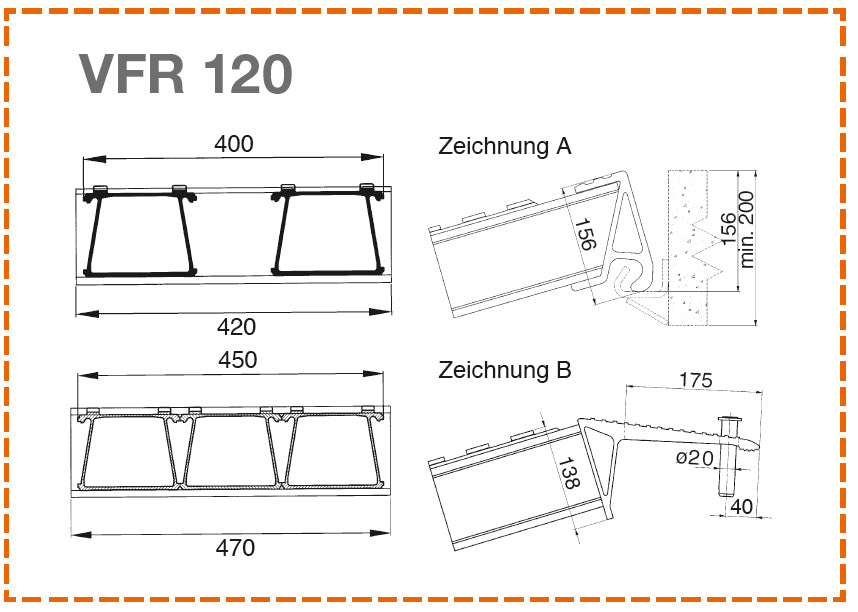 Schwerlast-Verladeschiene VFR 120 aus Aluminium bis 23.000 kg – Auflagerdetail