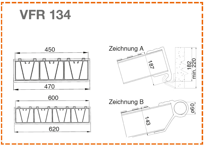 Schwerlast-Verladeschiene VFR 134/185 aus Aluminium bis 58.000 kg – Auflagerdetail
